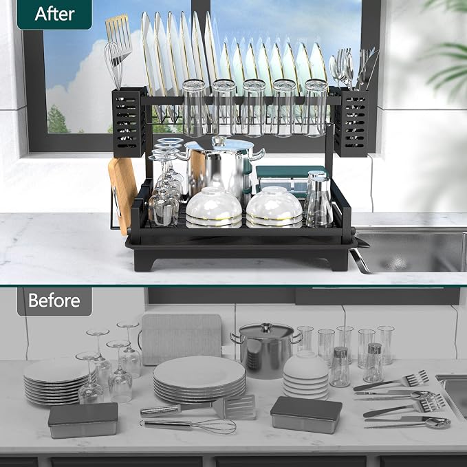Dish Drying Rack: 2 Tier Dish Racks - Image 5