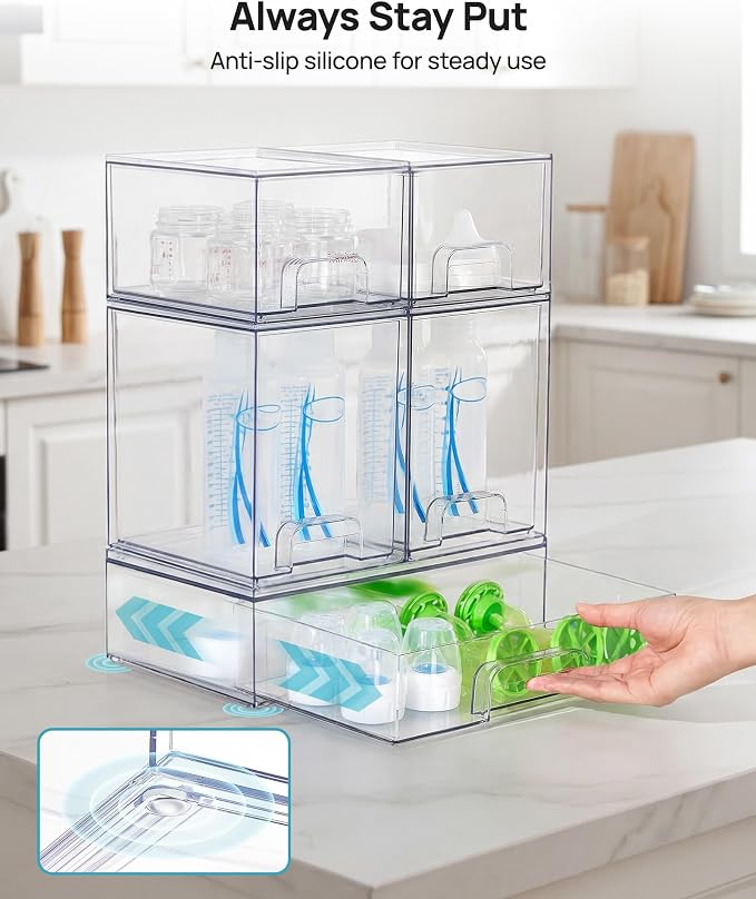Vtopmart Clear Stackable Storage Drawers Set of 7, Plastic Organizer Bins | - Image 8