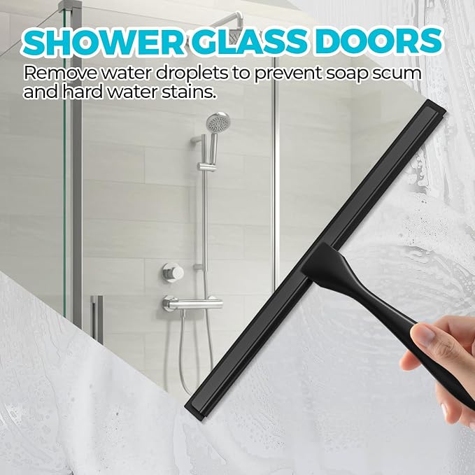Shower Squeegee for Glass Doors, Tile Walls, Mirrors and Windshields | 9.5" - Image 2