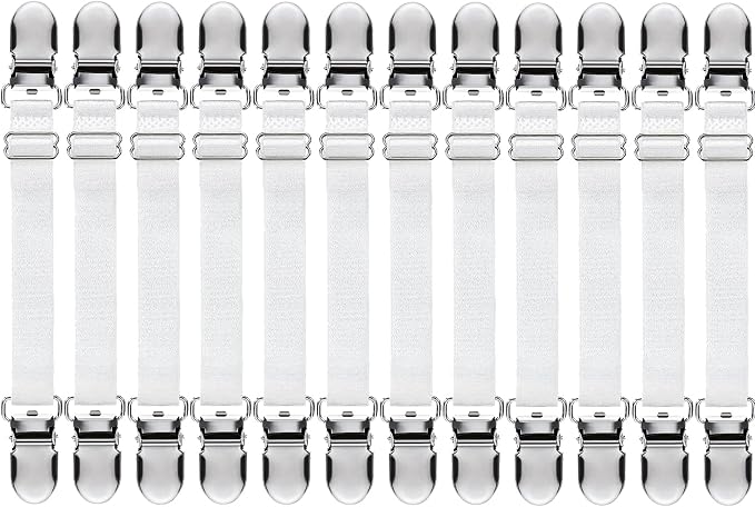 Boao 12 Pcs Bedsheet Strap Elastic Clip, 14-28 Inch Length | Adjustable Corner by Boao