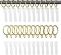 1.25 Inch Curtain Rings with Hooks, 24 Pack Gold Metal Drapery Rings with Pins by GASRONS