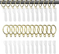 1.5 Inch Curtain Rings with Hooks, 24 Pack Gold Metal Drapery Rings with Pins by GASRONS