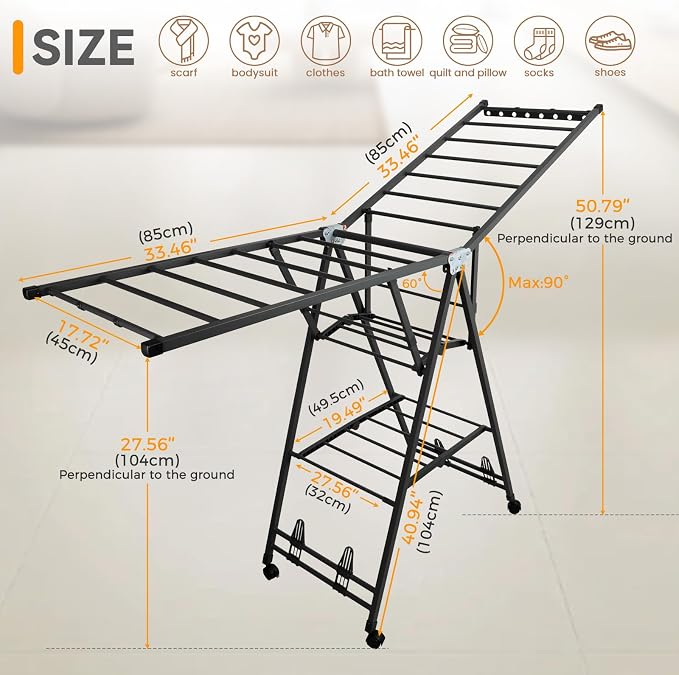 Clothes Rack, 2-Tier Drying Hanger, - Image 2