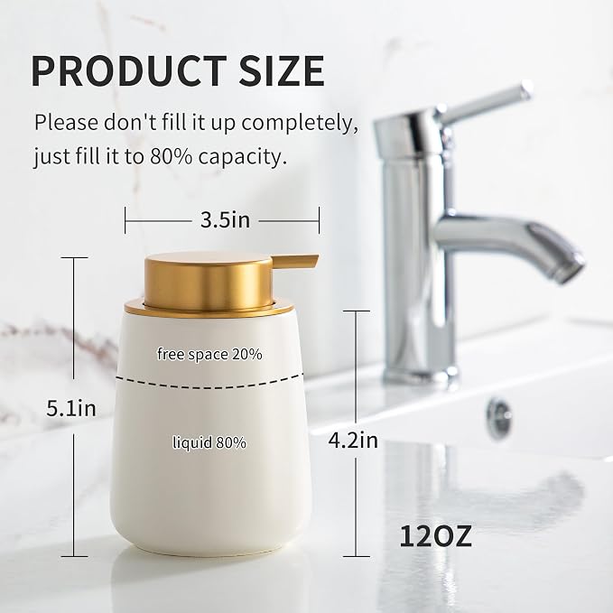 Enra White Ceramic Soap Dispenser, Lotion Dispenser - Image 3