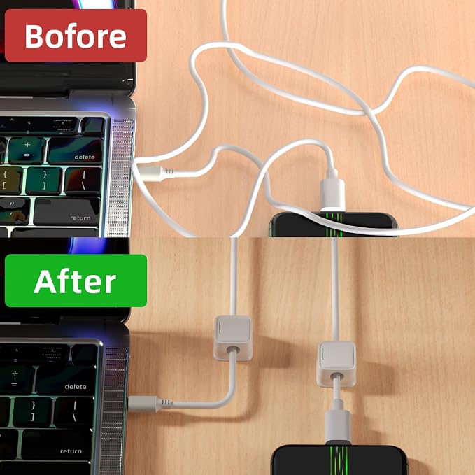 18 Pack Cord Organizer, Magnetic Cable Clips, Under Desk Management, Strong - Image 8
