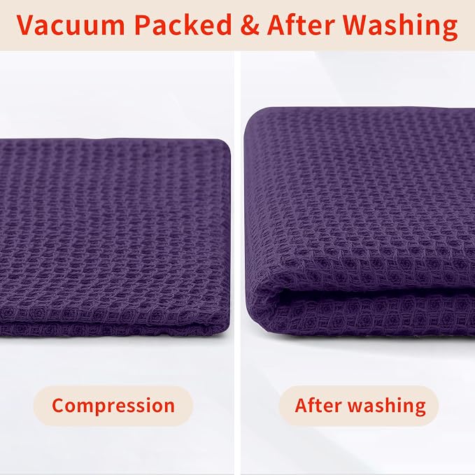 Homaxy 100% Cotton Waffle Weave Kitchen Dish Cloths 12-Pack, Eggplant | 12 x 12 - Image 8