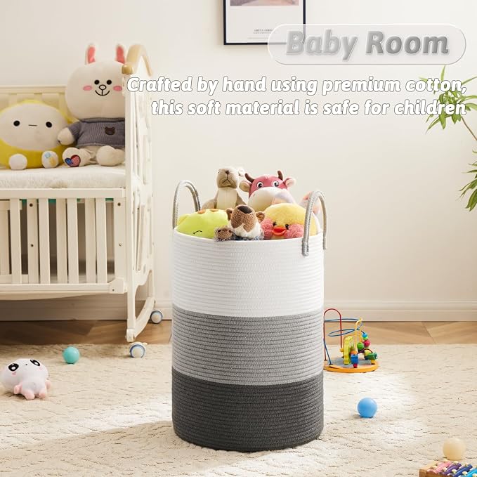 Artfeel Laundry Basket, Woven Cotton Rope Laundry Hamper, 100L - Image 3