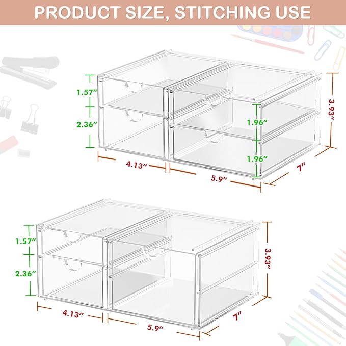 Acrylic 2-Pack 7-Drawer Makeup & Storage Organizer - Image 3