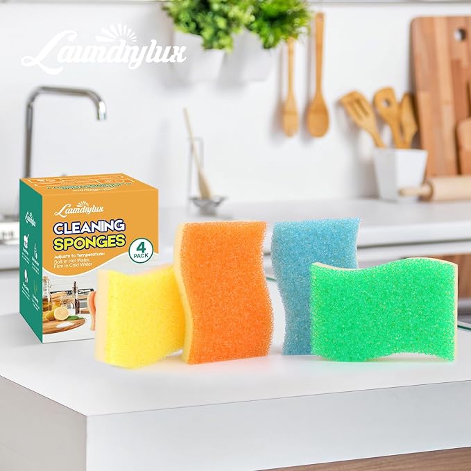 LAUNDRYLUX Scrub Sponge, 8 Pack Dual-Sided Temperature-Responsive Scrubber | - Image 7