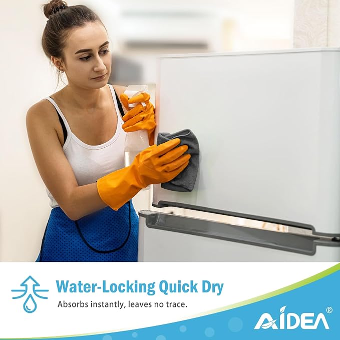 AIDEA Gray Microfiber Cleaning Cloth-100PK, Cleaning Rags 12"x12" Absorbent | - Image 7