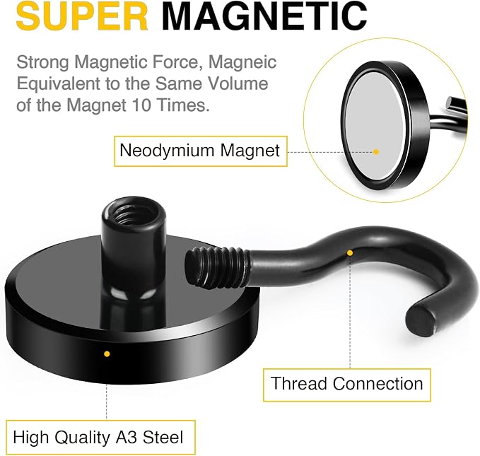 DIYMAG Magnetic Hooks, 120lbs Heavy Duty Magnets - Image 2