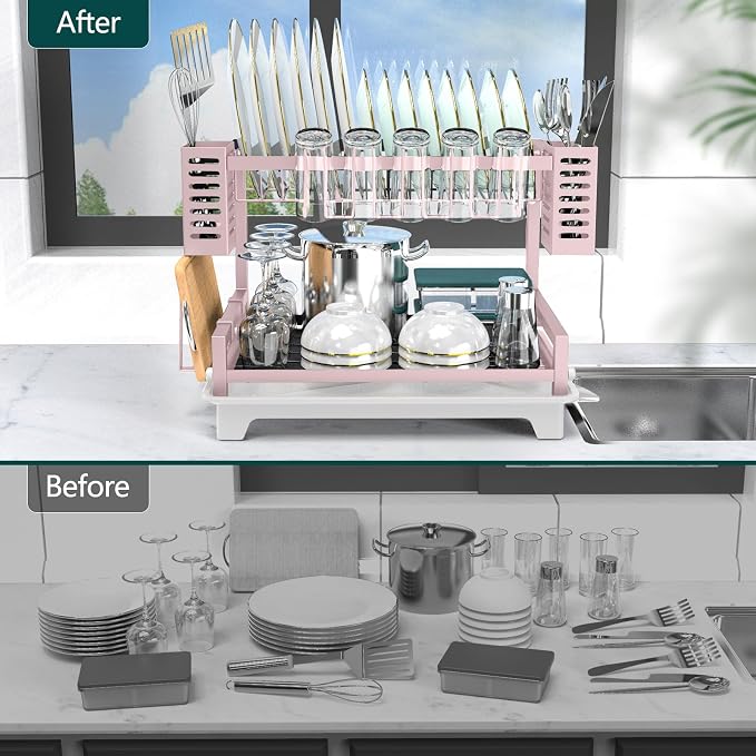 Dish Drying Rack, Rust-Proof 2 Tier Dish Racks - Image 5