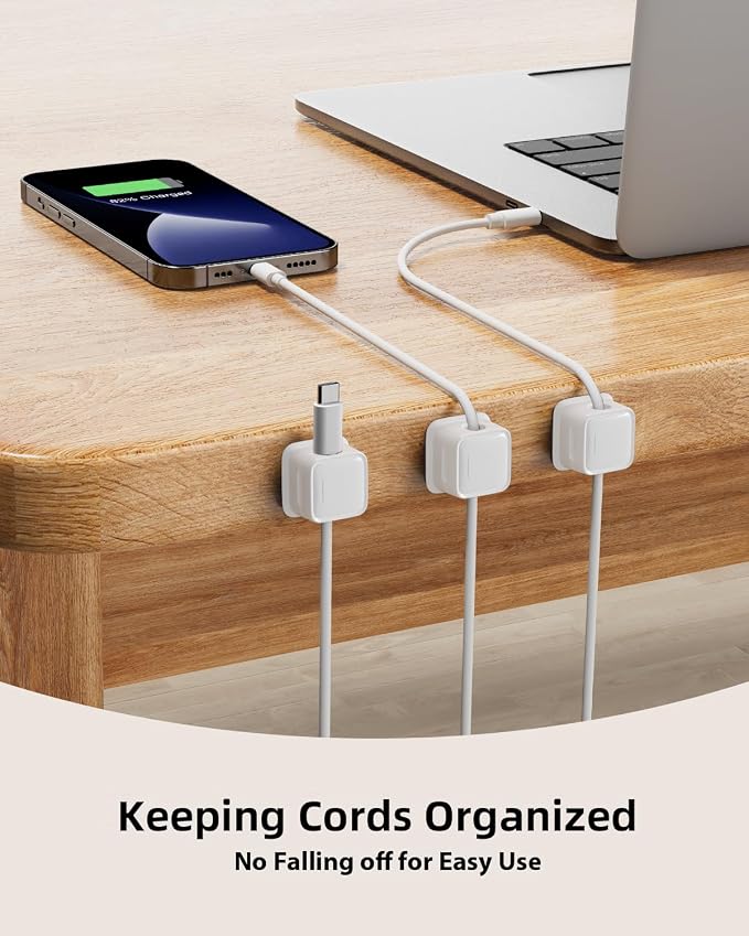 18 Pack Cord Organizer, Magnetic Cable Clips, Under Desk Management, Strong - Image 2