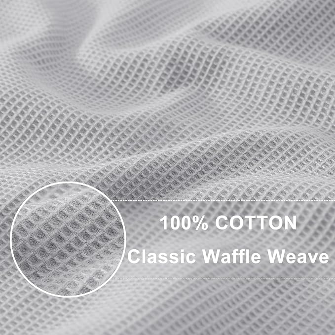 Homaxy 100% Cotton Waffle Weave Kitchen Towels, 4 Pack, Light Grey - Image 2