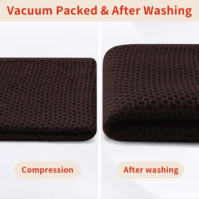 Homaxy 100% Cotton Waffle Weave Kitchen Dish Cloths 6-Pack, Dark Brown | 12 x - Image 8