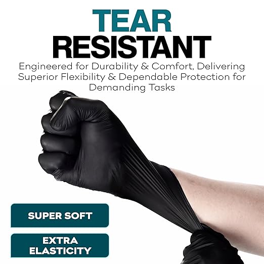 Disposable Black Nitrile Gloves Small 100 Count - Image 3
