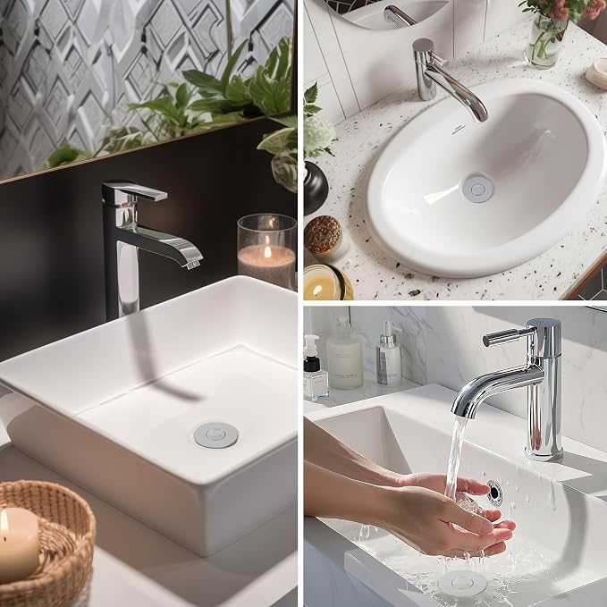 Hibbent 4 PCS Upgraded 3 in 1 Bathroom Sink Drain Strainer, Pop Up Stopper | - Image 9