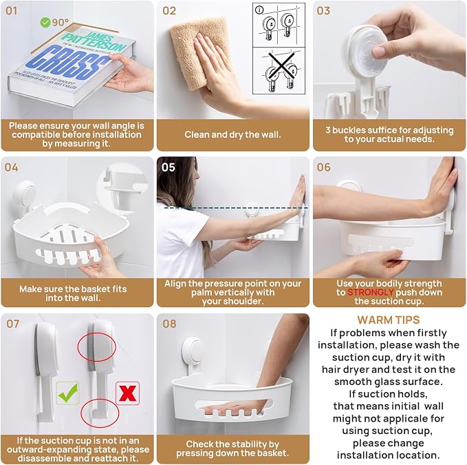 LEVERLOC Corner Shower Caddy Suction Cup, shower shelves suction cup - Image 4