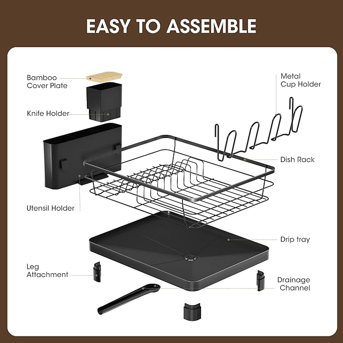 Runnatal Dish Drying Rack with Drainboard - Image 6