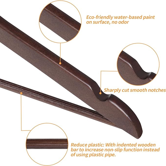 Amazon Basics Durable Wooden Suit Clothes Hangers, Closet Organizer - Image 3