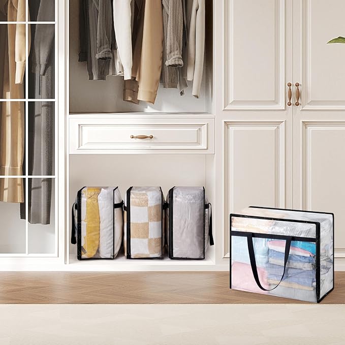 Lifewit 6 Pack Clear Storage Bags, 45L Clothes Organizer - Image 5