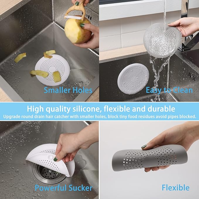 4-Pack Drain Hair Catcher Durable Silicone Hair Stopper Shower Drain Covers - Image 5