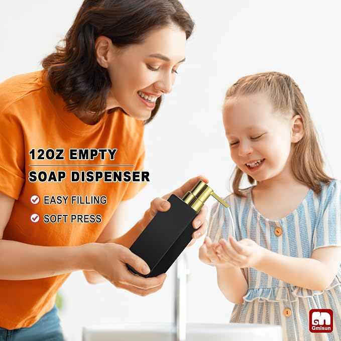GMISUN Gold Hand Soap Dispenser, 12 fl oz/350ml Refillable Dish Dispensers - Image 7