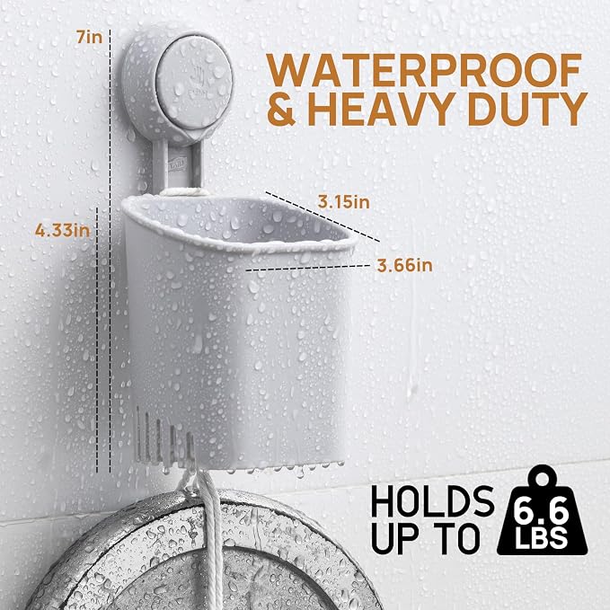 Powerful Suction Cup Toothbrush Holder, Drill-Free Wall Shower Holder - Image 3