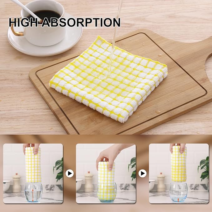 Kitinjoy Cotton 8 Pack Terry Kitchen Dish Cloths, Mixed Color - Image 3