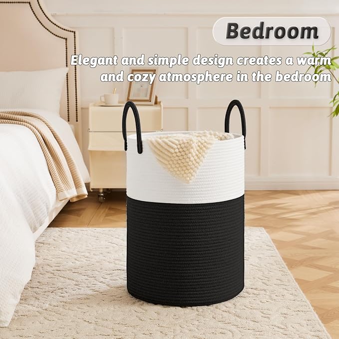 Artfeel Laundry Basket, Woven Cotton Rope Laundry Hamper, 80L - Image 4