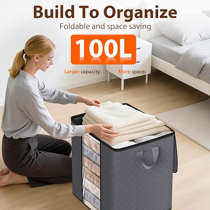 SpaceWhisper 8 Pack 100L Clothes Storage, Foldable Storage Bags, - Image 5