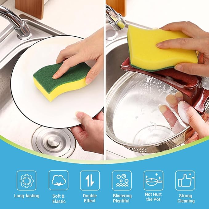 AIDEA Sponges Kitchen, 200-PK Heavy Duty Dish Sponge Kitchen, Scrub Sponges - Image 2