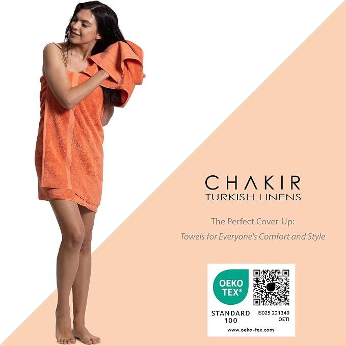 Chakir Turkish Linens 100% Cotton 8-Piece Towel Set, Coral | Premium Towel Set - Image 3