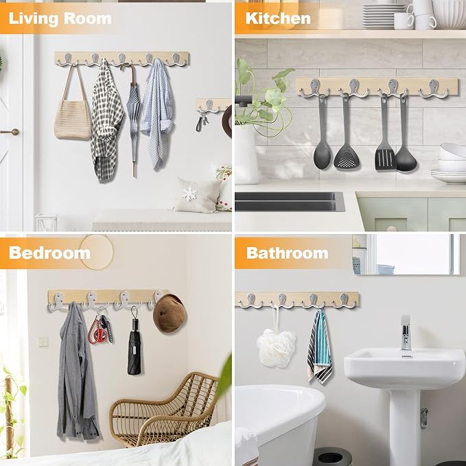 25 Pack Coat Hooks Wall Hooks for Hanging, Heavy Duty Double Prong Metal Hook - Image 2