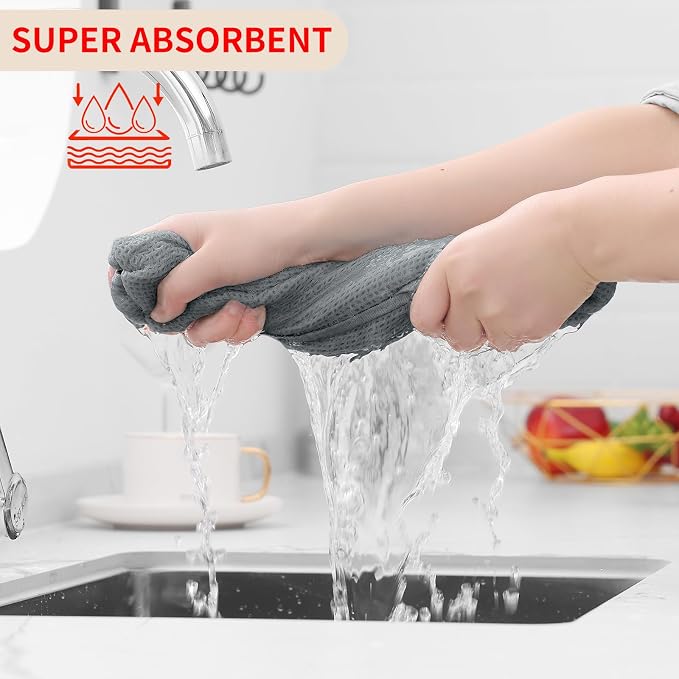 Homaxy 100% Cotton Waffle Weave Kitchen Dish Cloths 8-Pack, Ultra Soft - Image 3