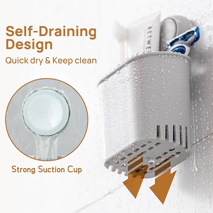 Powerful Suction Cup Toothbrush Holder, Drill-Free Wall Shower Holder - Image 4
