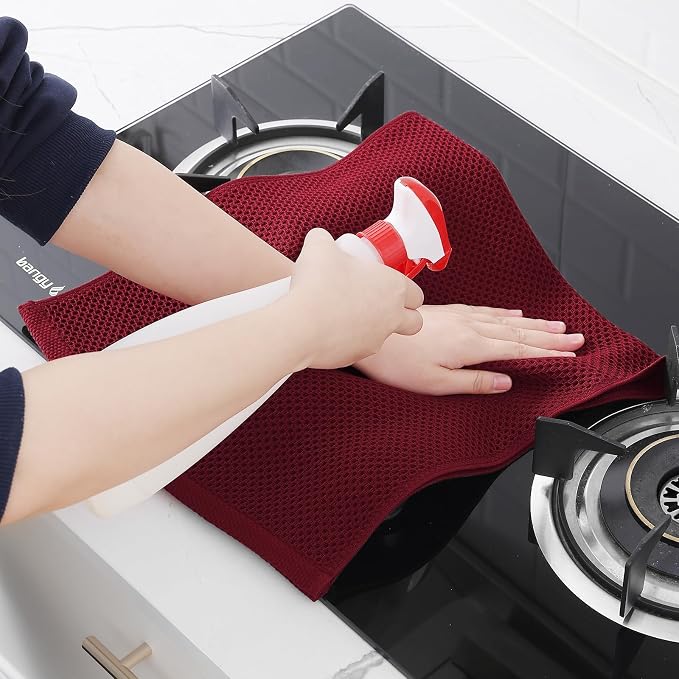 Homaxy 100% Cotton Waffle Weave Kitchen Dish Towels 24-Pack, Burgundy | 13 x 28 - Image 5