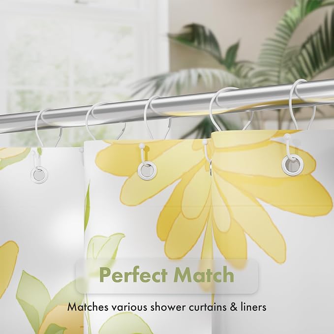 AmazerBath White Shower Curtain Hooks, Shower Curtain Rings, Simple Double - Image 4