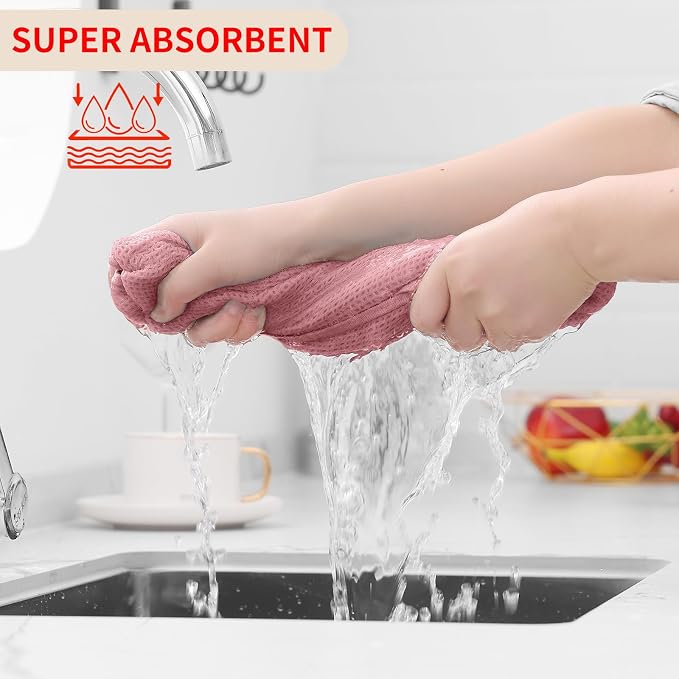 Homaxy 100% Cotton Waffle Weave Kitchen Dish Towels 8-Pack, Dried Rose | 13 x - Image 3