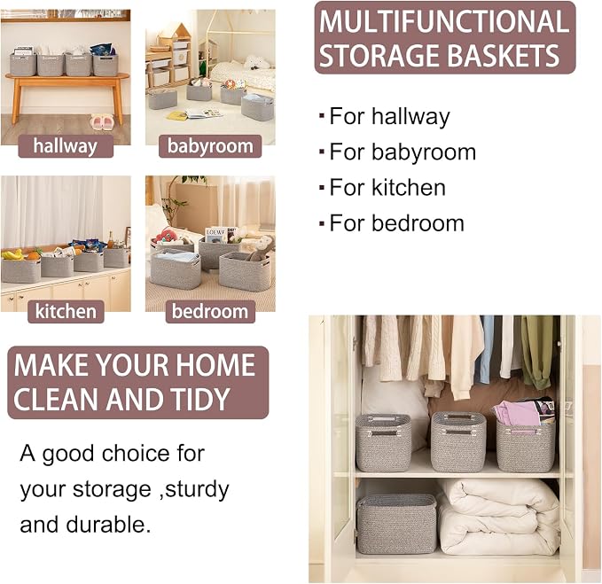 OIAHOMY 4 Pack Storage Baskets for Organizing 15L Cube Storage Bins Grey - Image 6