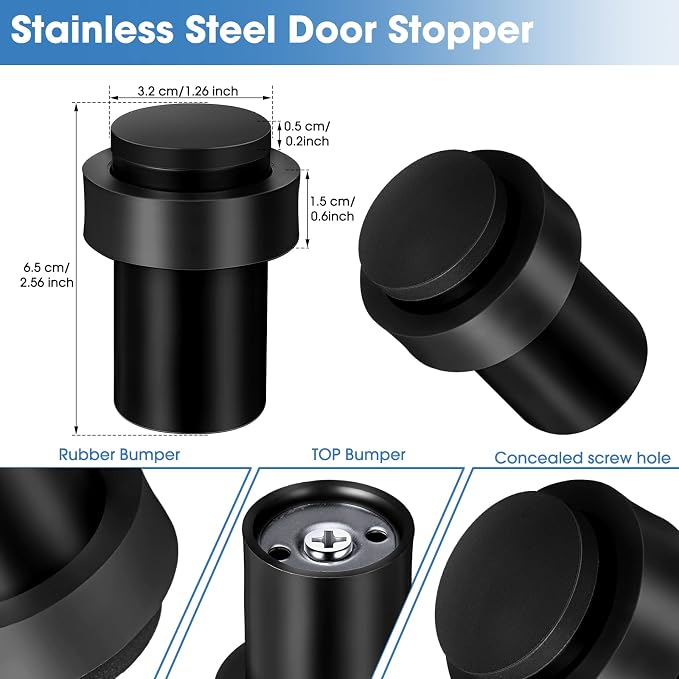 Chumia 30 Pcs Floor Mounted Door Stopper Stainless Steel, Wall Protector - Image 2