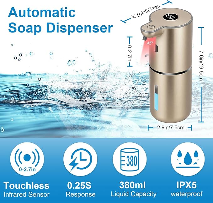 OHIFAST Automatic Foaming Soap Dispenser Touchless, USB Rechargeable Smart Hand - Image 2