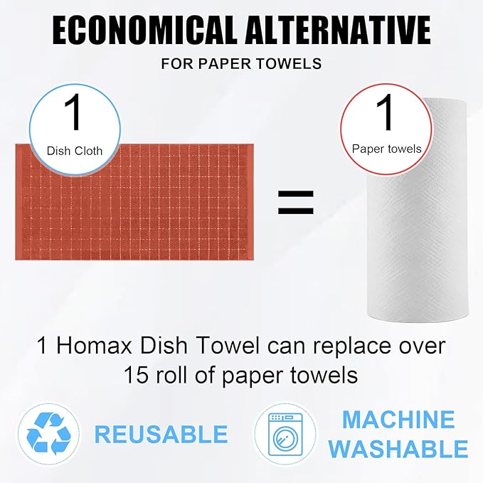 Homaxy 100% Cotton Terry Kitchen Dish Cloths, 12 Pack - Image 7