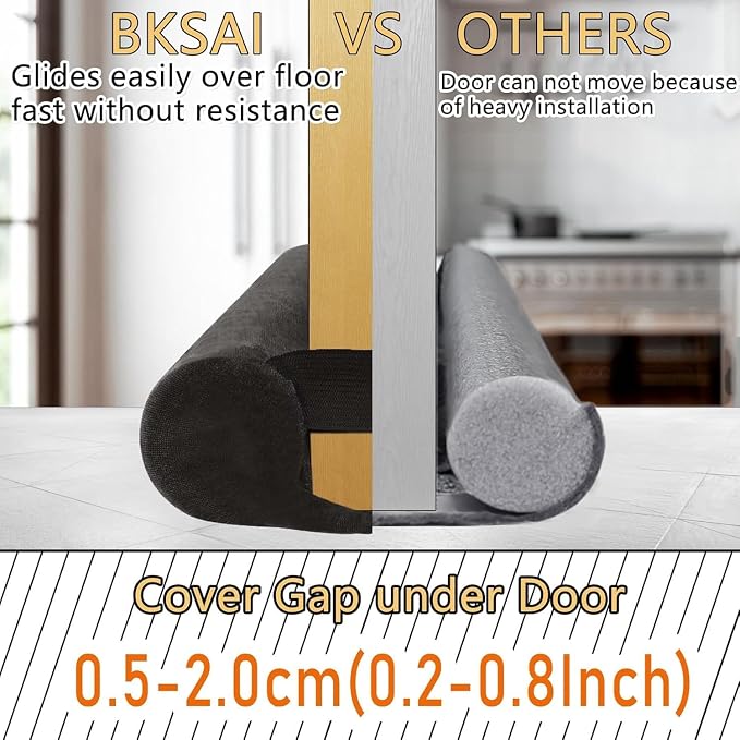 BKSAI Door Draft Stopper for Doors No Adhesive Draught Excluder Under Door Wind - Image 3