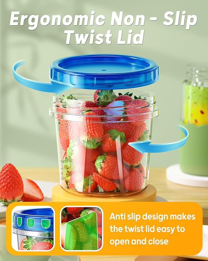 BiuLeon 12 Pack-24 oz Freezer Storage Containers, Airtight Twist Top Lids Food - Image 3