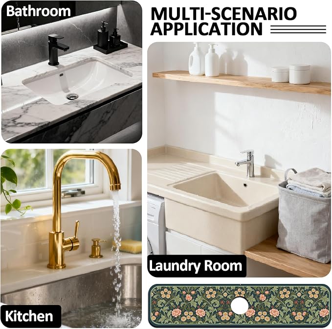 2 Pcs Bohemian Flowers Kitchen Sink Splash Guard Faucet Mat Flower Faucet Mats - Image 7