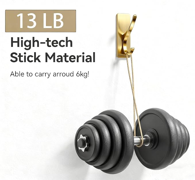 pickpiff Brush Gold Self-Adhesive Hook, 13LB Hanger - Image 2