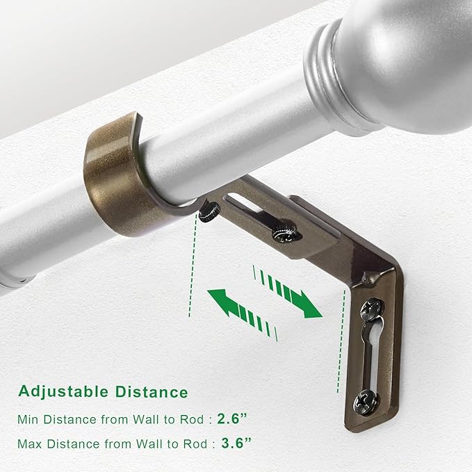 LLPJS Curtain Rod Bracket Adjustable, Drapery Rod Holder Hooks Support Hangers - Image 2