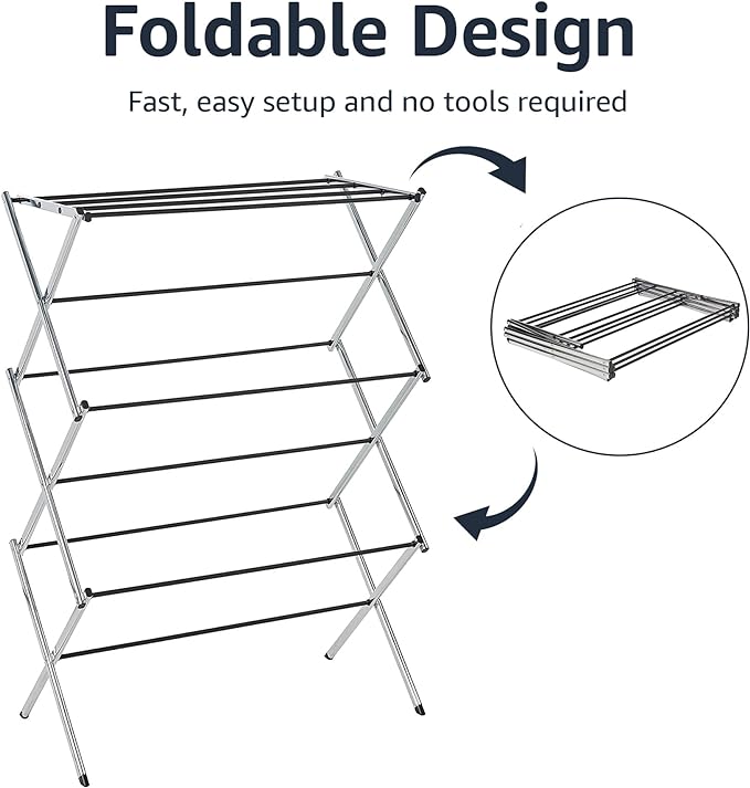 Amazon Basics Foldable Portable Metal Clothes Drying Rack - Image 4