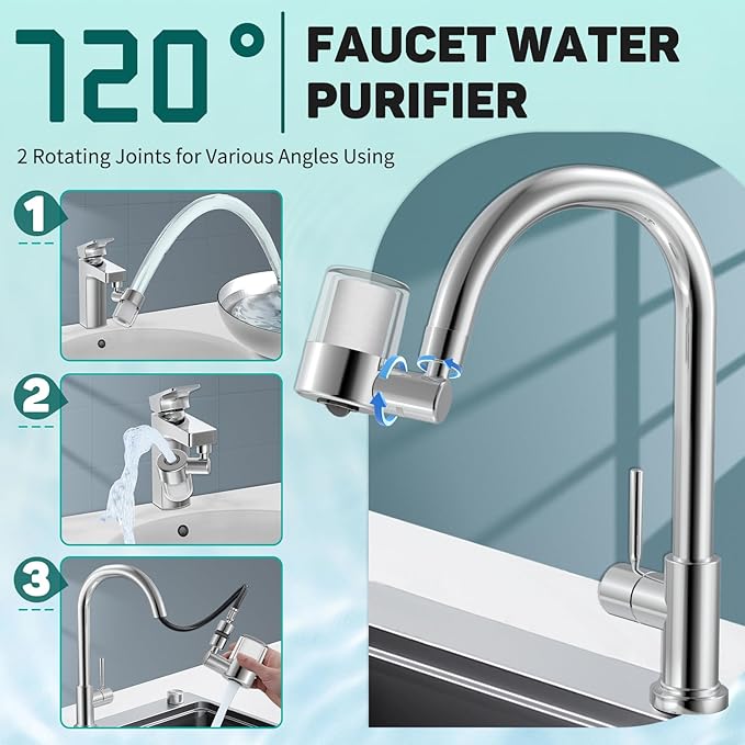 CECEFIN 720 Swivel Sink Faucet Water Filter NSF/ANSI/CAN 372, Lasts 528 Gallons - Image 5